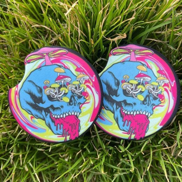 Mushroom Skull Coaster Set | Skull Car Accessories | Car Decor - Picture 5 of 10